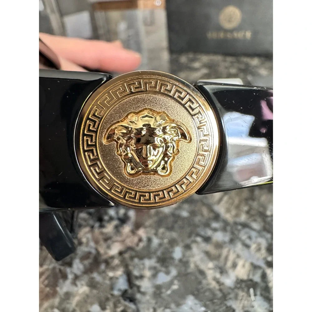 Versace 4453 GB1/87 Medusa Biggie Sunglasses Black Gold Oversized Womens‎ 56mm